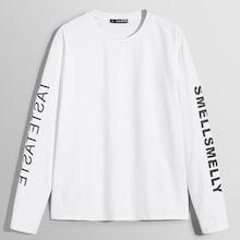 Shein Men Letter Print Sleeve Sweatshirt