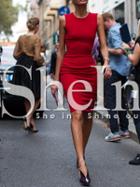 Shein Red Sleeveless Knee Length Sheath Dress