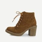 Shein Lace-up Block Heeled Ankle Boots