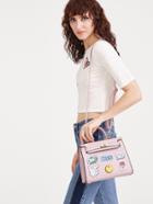 Shein Pink Letter Pattern Pu Satchel Bag