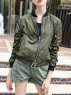 Shein Stars Embroidered Zipper Jacket