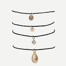 Shein Shell & Disc Charm Bracelet Set 4pcs