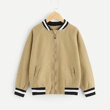 Shein Toddler Boys Raglan Sleeve Striped Trim Jacket