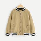 Shein Toddler Boys Raglan Sleeve Striped Trim Jacket