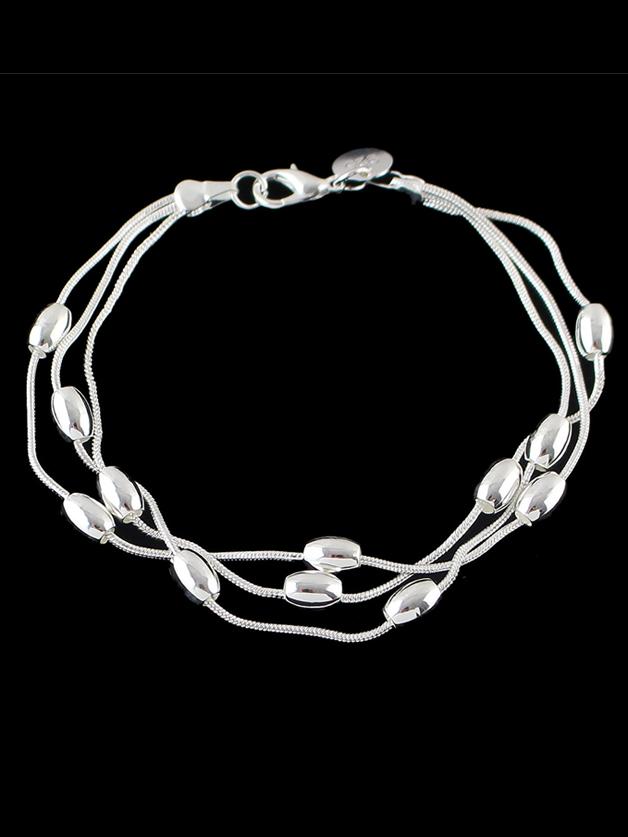 Shein Silver Color Multilayers Braided Metal Chain Bracelet