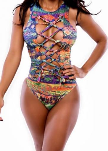 Rosewe Hot Sale Print Design Hollowed Swimwear For Woman