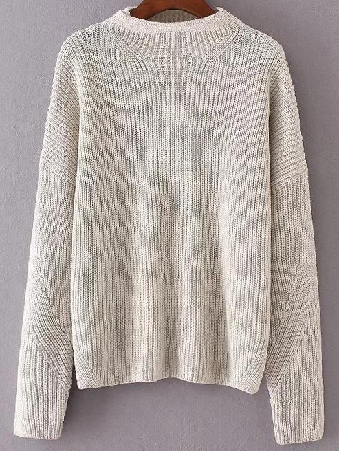 Shein Apricot Crew Neck Drop Shoulder Knitwear