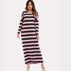 Shein Block Stripe Contrast Drop Shoulder Longline Dress