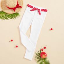 Shein Girls Solid Cigarette Pants With Belt