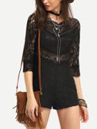 Shein Boat Neck 3/4 Sleeve Lace Romper
