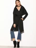 Shein Black Drape Collar Wrap Coat