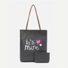 Shein Heart Print Tote Bag With Wallet