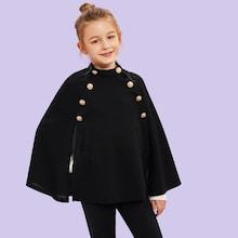 Shein Girls Double Button Cape Coat