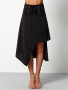 Shein Black Lace Up Asymmetrical Skirt