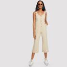 Shein Bow Tied Back Button Up Thick Strap Jumpsuit