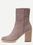 Shein Grey Pointed Toe Chunky Heel Short Boots