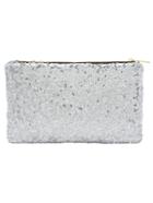 Shein Silver Zipper Sequined Clutch Bag