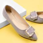 Shein Buckle Front Pointed Toe Flats With Jewelry