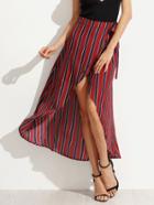 Shein Multicolor Striped Bow Waist Skirt