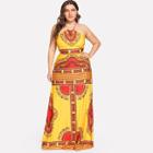 Shein Plus Tribal Print Cutout Side Backless Dress