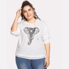 Shein Plus Elephant Print Drawstring Hoodie