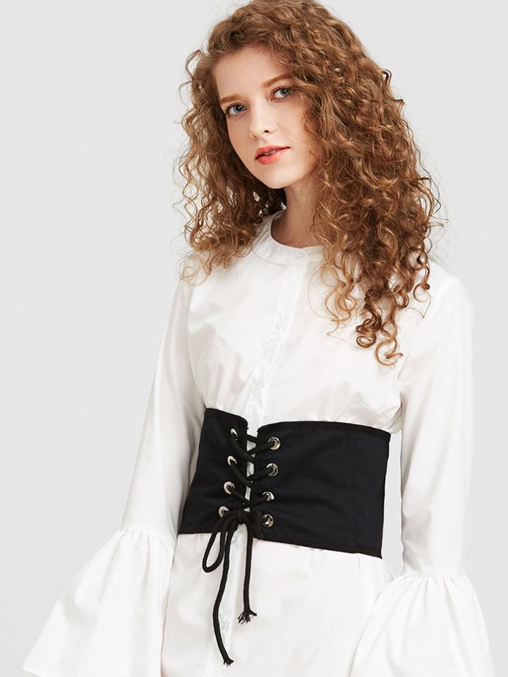 Shein Eyelet Lace Up Wide Belt