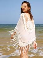 Shein Hollow Out Crochet Panel Fringe Trim Cover Up