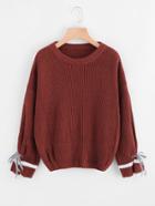 Shein Tie Detail Drop Shoulder Chunky Knit Sweater