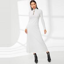 Shein Button Embellished Rib Knit Dress