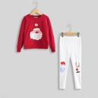Shein Girls Santa Claus Print Top & Pants Set