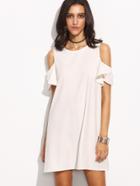 Shein White Cold Shoulder T-shirt Dress