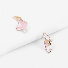 Shein Rabbit & Girl Stud Earrings