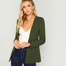 Shein Hook And Eye Closure Fitted Blazer