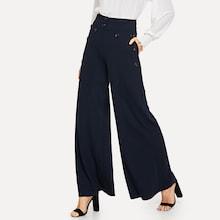 Shein Button Detail Slant Pocket Wide Leg Pants
