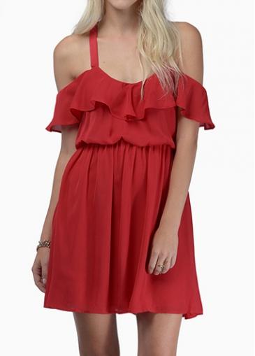 Rosewe Red Criss Cross Back Mini Dress