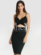 Shein Black Spaghetti Strap Cut Out Dress