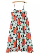 Shein Multicolor V Neck Floral Zipper Flare Dress