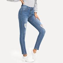 Shein Ripped Detail Bleach Wash Jeans