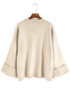 Shein Apricot Mock Neck Long Sleeve Loose Sweater