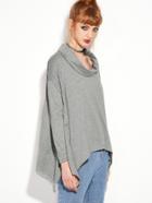 Shein Grey Cowl Neck Asymmetric T-shirt