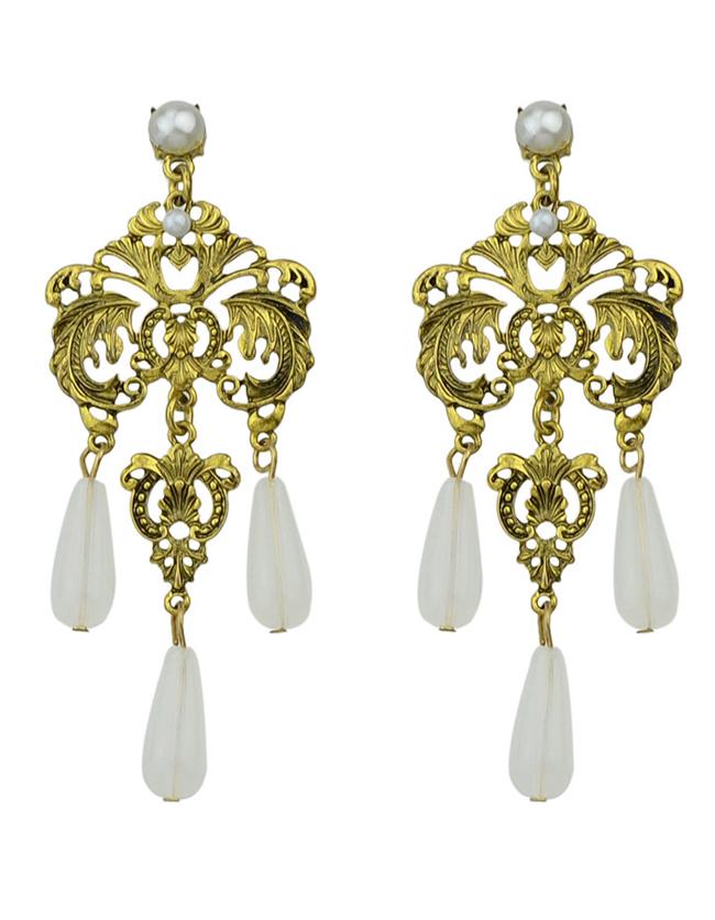 Shein White Beads Chandeloer Earrings