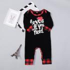 Shein Christmas Kids Letter Print Plaid Jumpsuit