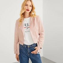 Shein Zip Up Crop Jacket With Buckle Belted