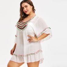 Shein Plus Crochet & Pom Pom Cover Up