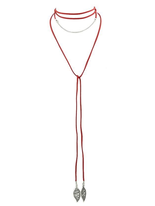 Shein Red Best Seller Multilayers Suede Long Chain Choker Necklace