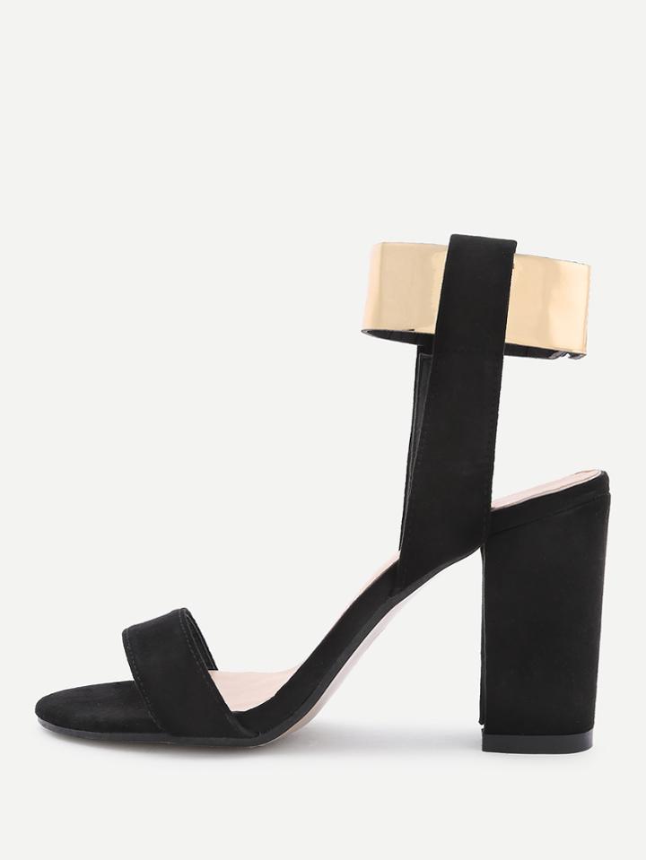 Shein Two Tone Block Heeled Sandals