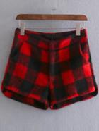 Shein Red Plaid Shorts With Pockets