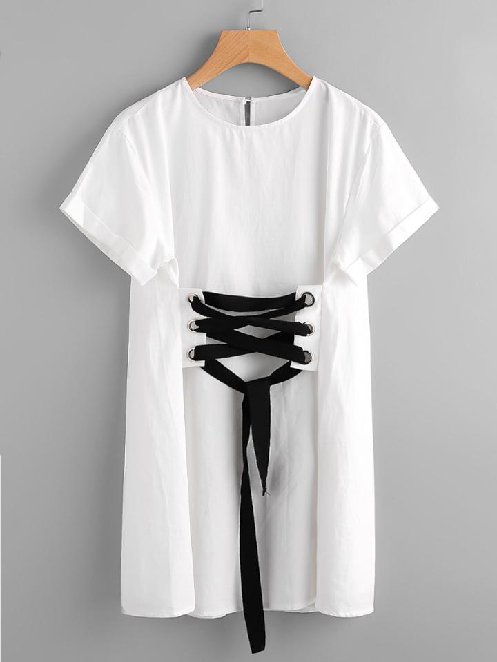 Shein Lace Up Corset A Line Dress