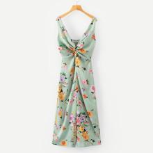 Shein All Over Florals Twist Front Wide Jumpsuit