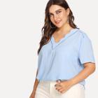Shein Plus Ladder Lace Detail Scallop Neck Top